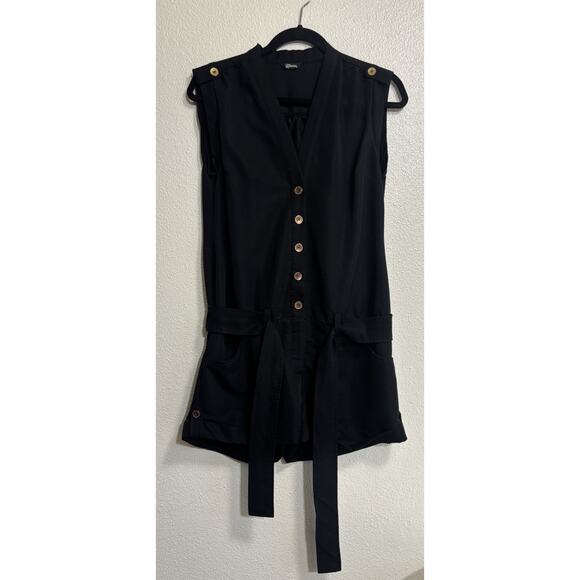 Guess Women’s Sz 28 Romper Shorts Black Button Up Nautical Indie Goth Resortwear - Picture 1 of 9